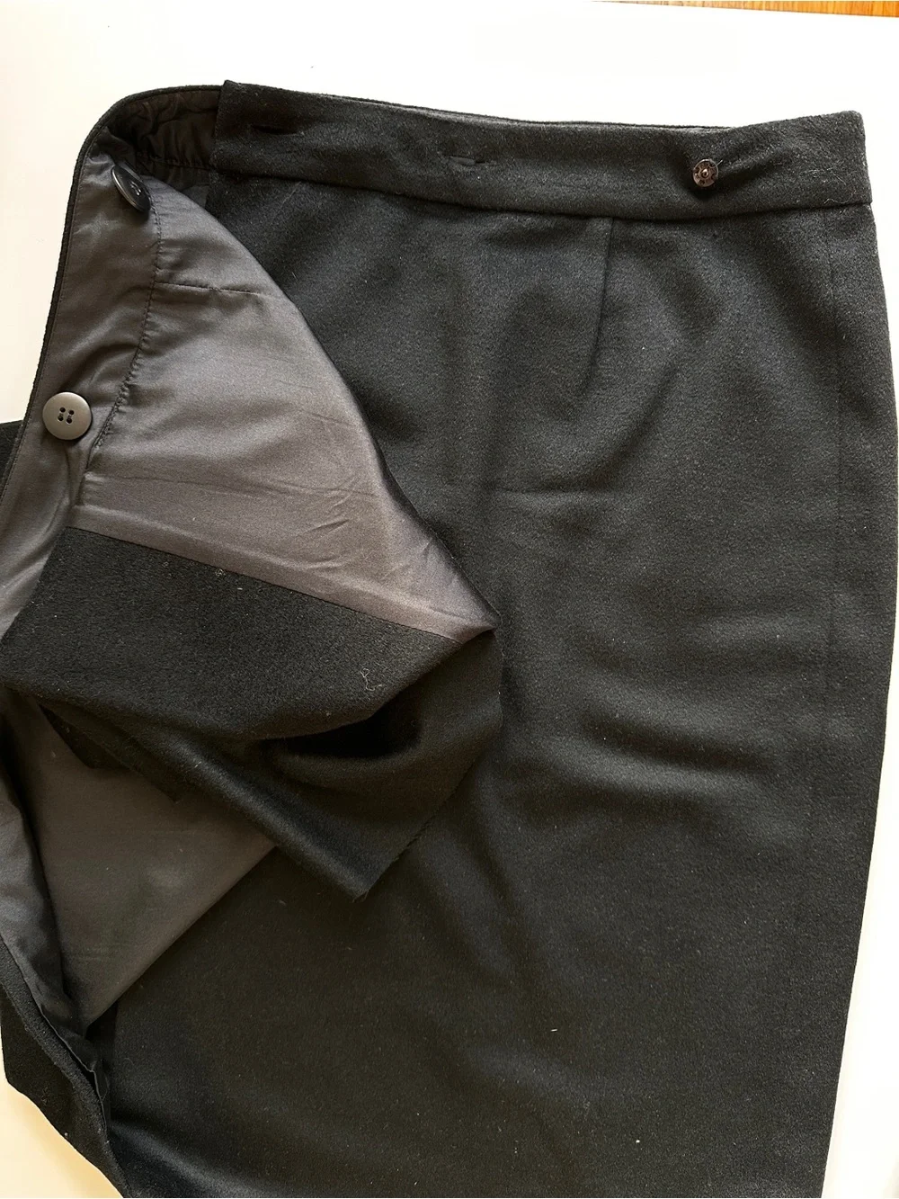 Lela Rose Black Ruffle Pencil Skirt Size 4 - 90% Wool Cashmere Quiet Luxury USA - Picture 4 of 8